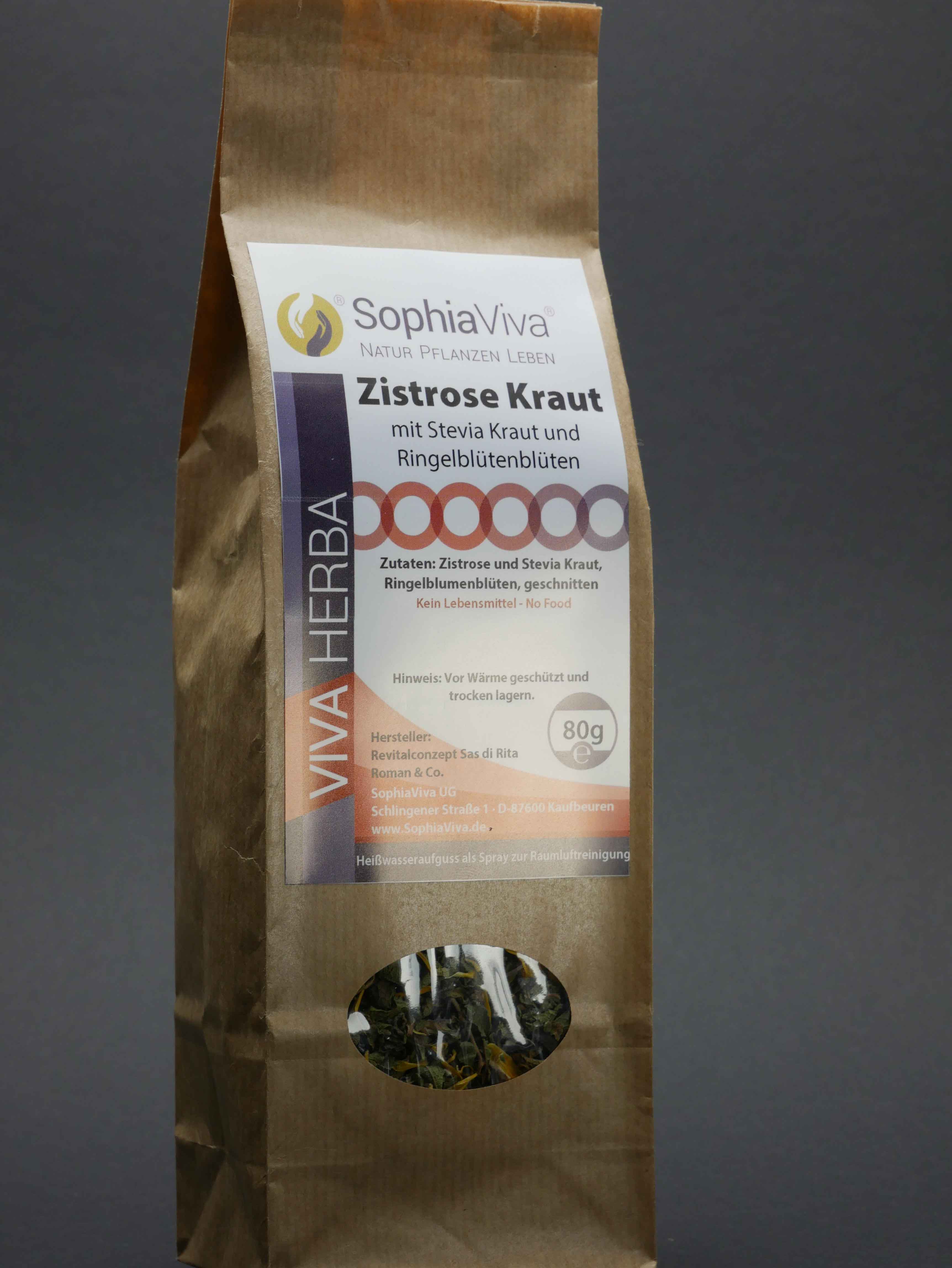 P1170548 VivaHerba cistus herb with stevia herb and marigold flowers